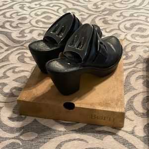 Born Black Leather Clogs